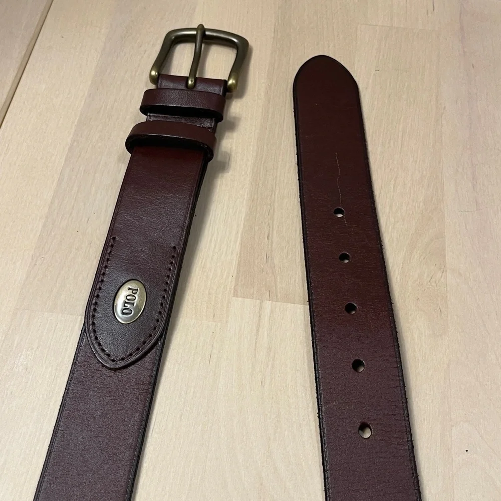Polo Ralph Lauren Dark Brown Leather Belt w/ Brass Hardware Men’s Size 40 - EUC